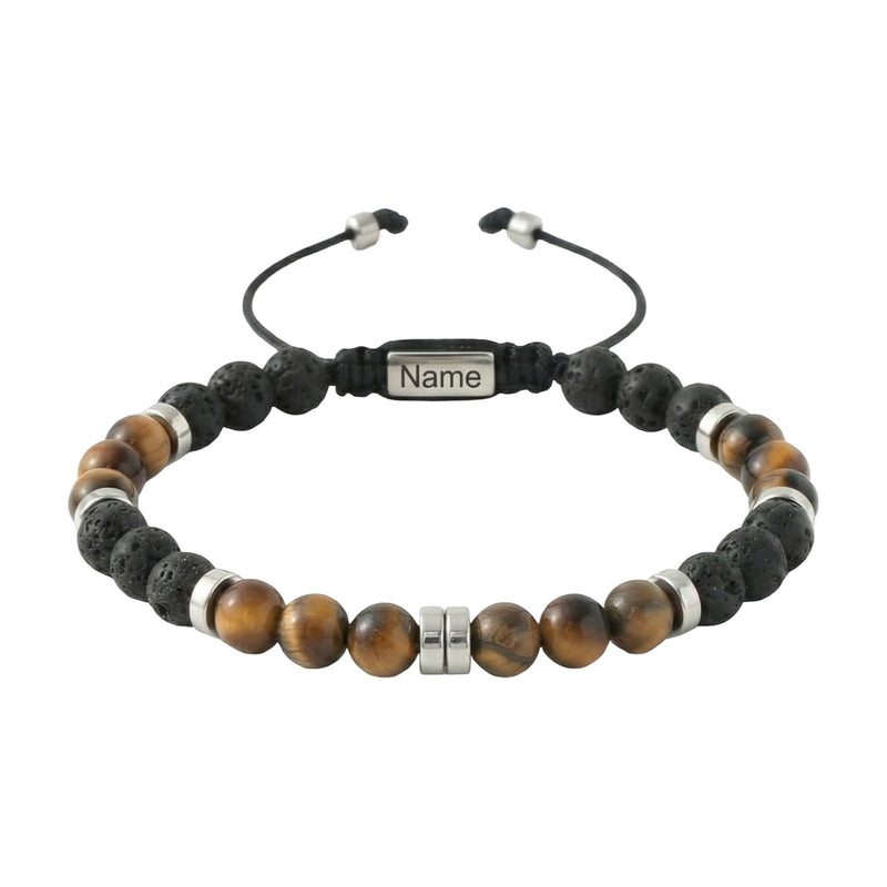 Personalized bracelet made of natural stones 6 mm, beaded bracelet with adjustable cord, raw and elegant look, Kalère model
