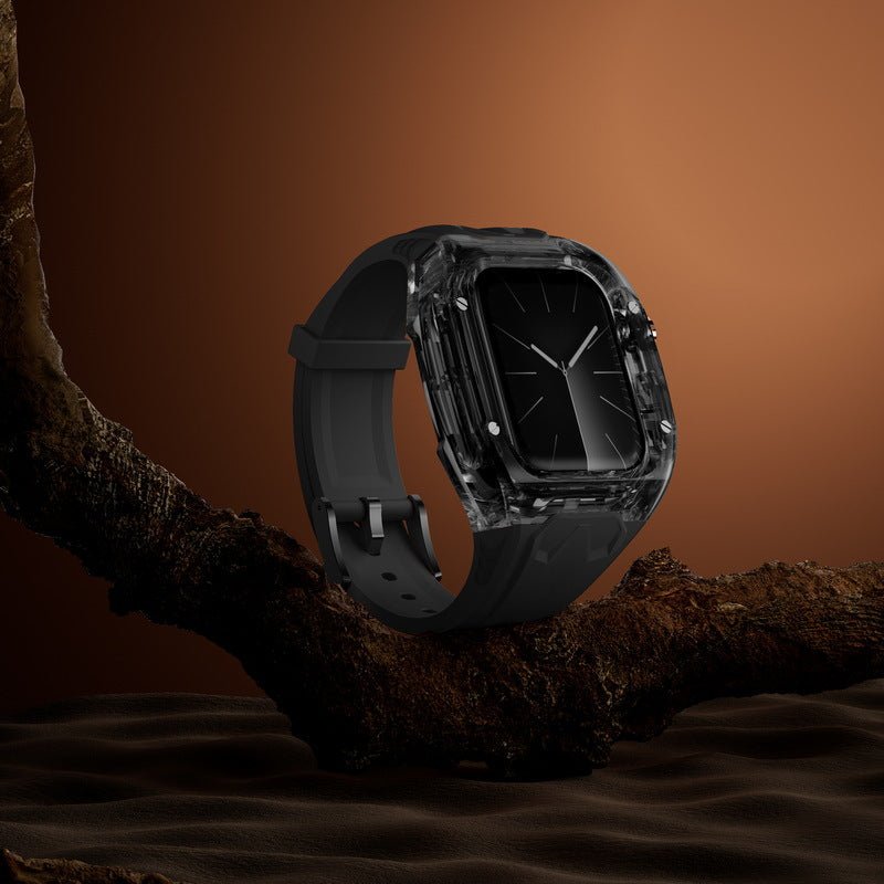 Protection boîtier Apple Watch Ultra noire en TPU avec bracelet renforcé, design robuste et moderne.