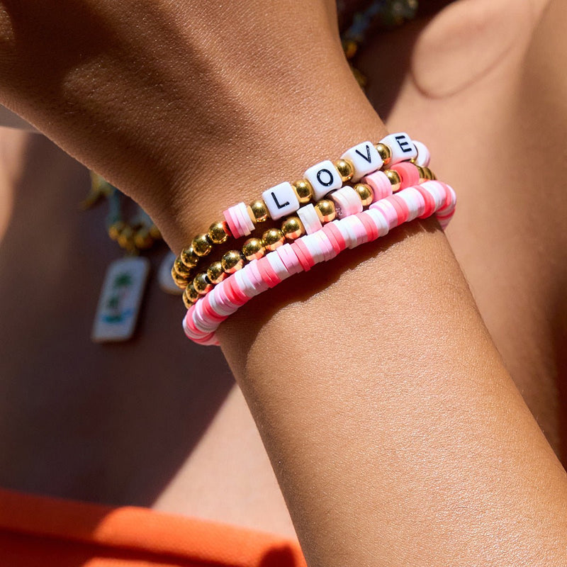 Trio de bracelets, résine et perles, "LOVE", coloré, pour femme, modèle Atsana - La Boutique du Bracelet