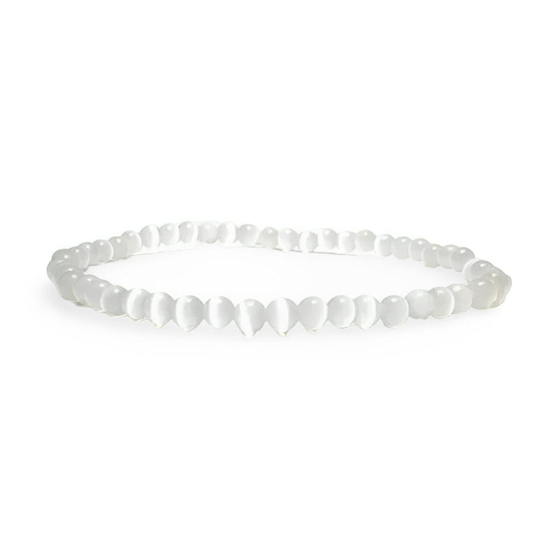Trio de bracelets tibétains pour homme en œil de chat blanc et argent, style Alvaro, design épuré et élégant.