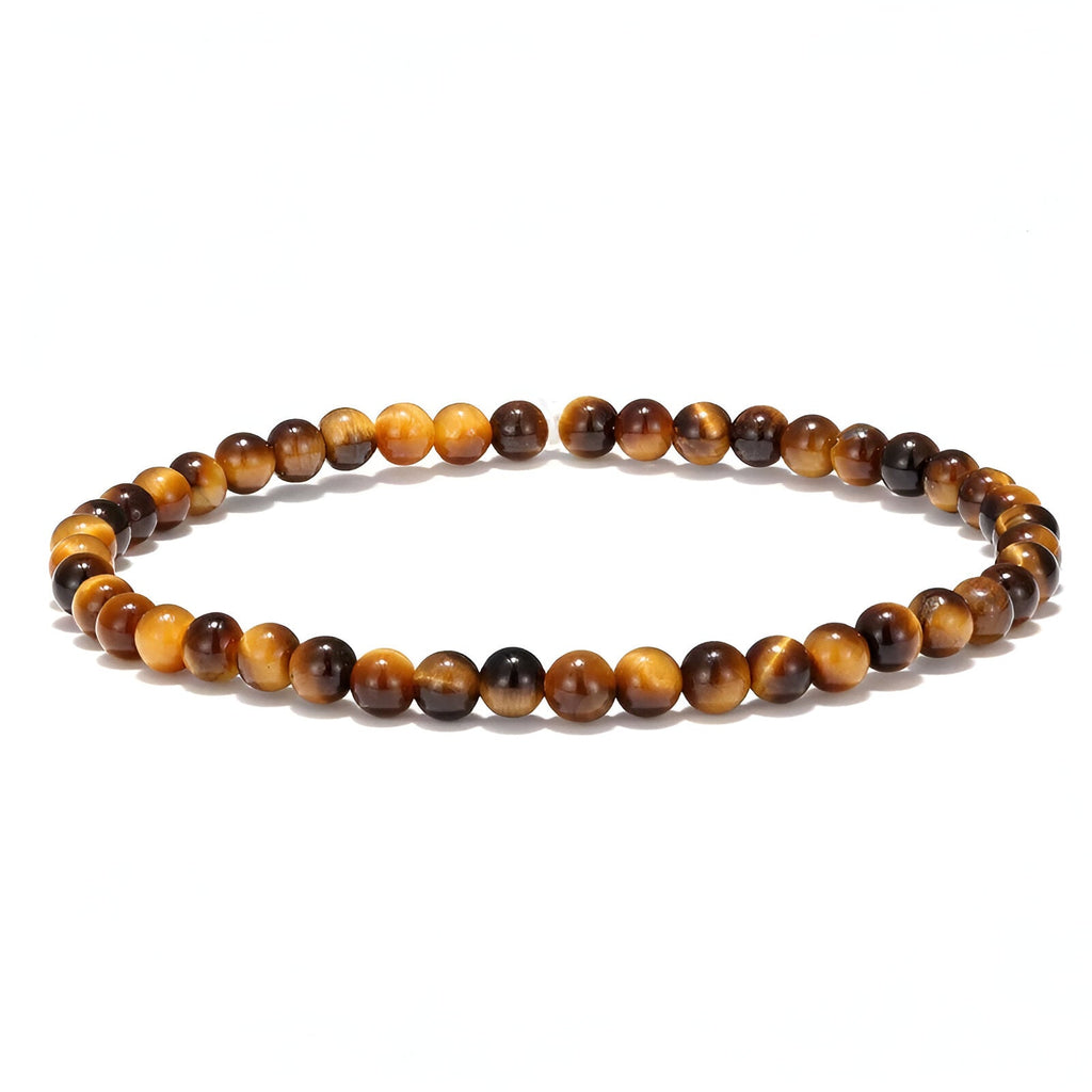 Bracelet perles œil de tigre marron et jaune, style tibétain, pour homme, modèle Domingo.