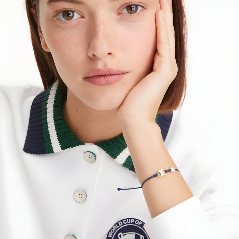 Pulsera de cordón para mujer, diseño minimalista y perla, modelo Audrey