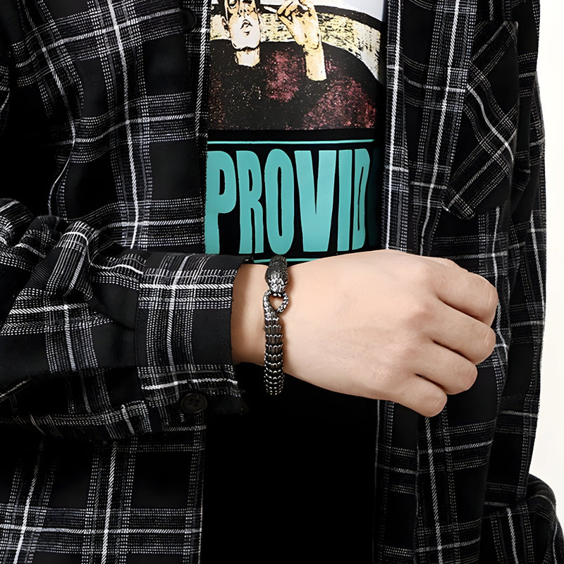 Bracelet en acier inoxydable, en forme de serpent, modèle Aurélien