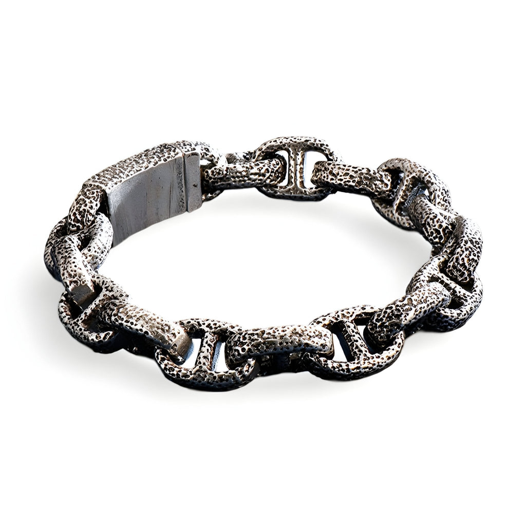 Bracelet en acier inoxydable pour homme, aspect rocheux, modèle Manu - La Boutique du Bracelet