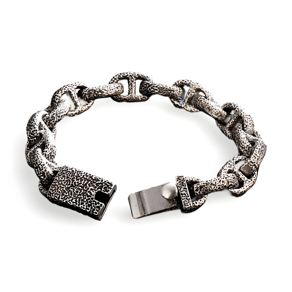 Bracelet en acier inoxydable pour homme, aspect rocheux, modèle Manu - La Boutique du Bracelet