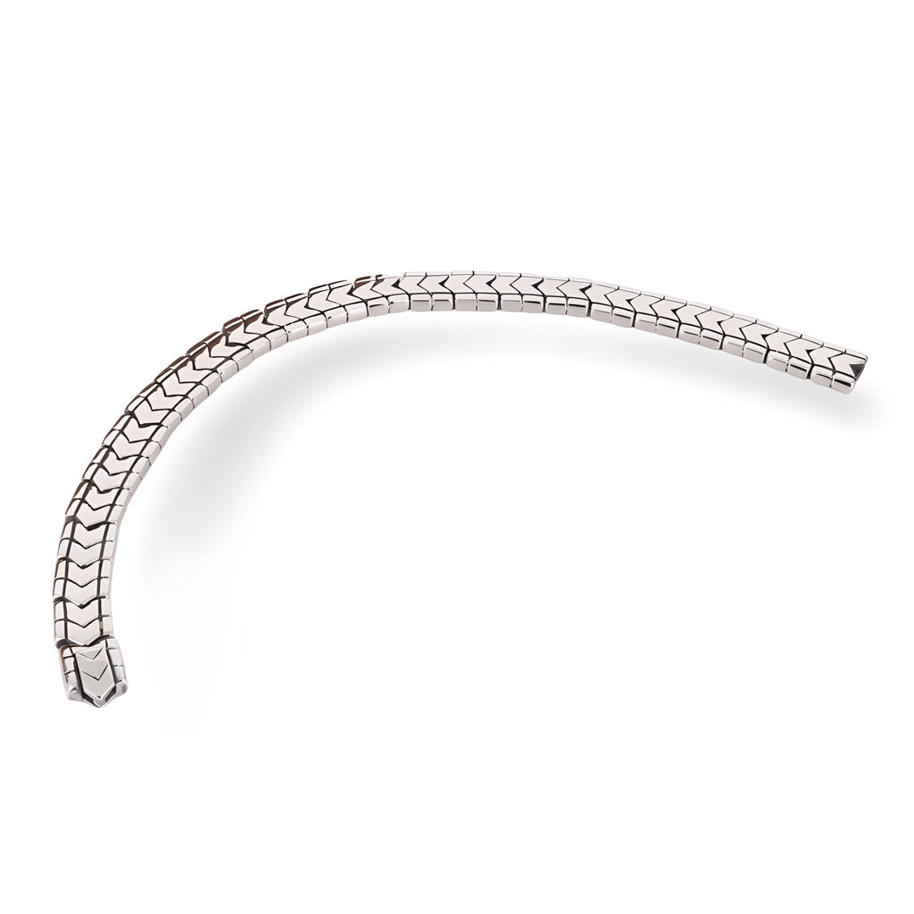 Bracelet homme en acier inoxydable argenté à maille spiga modèle Sean flexible et brillant.