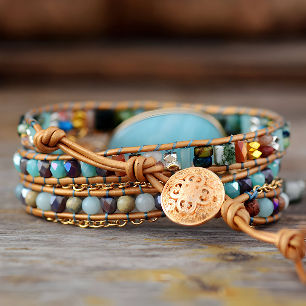Bracelet en amazonite pour femme, complété par, modèle Naomi - La Boutique du Bracelet