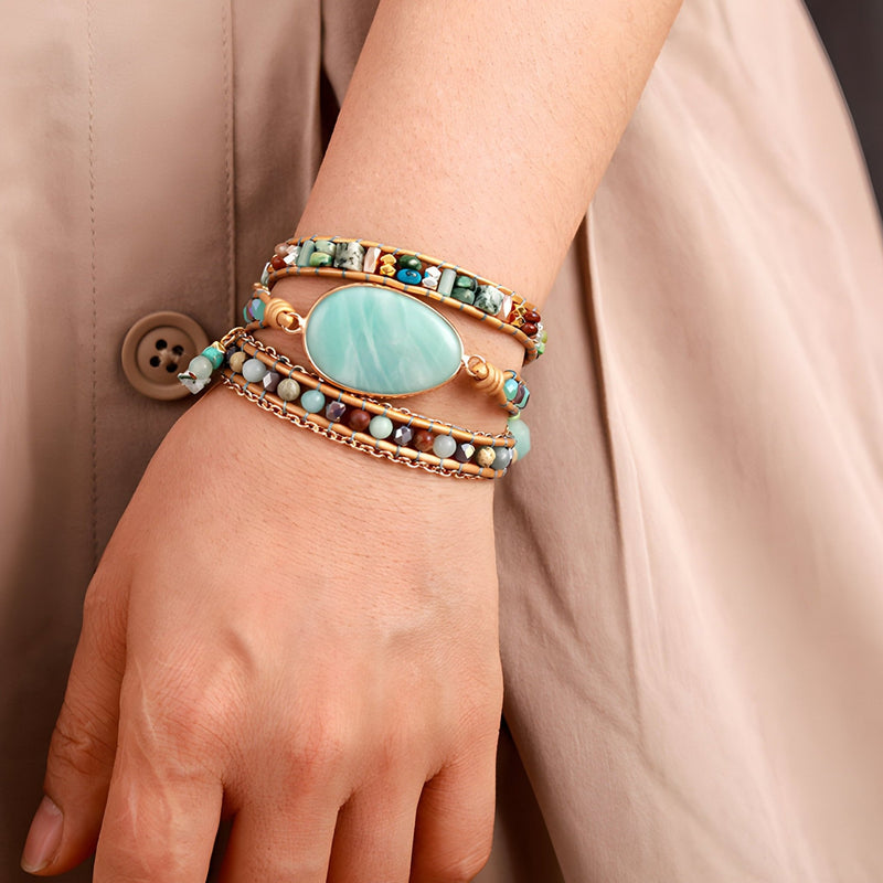 Pulsera de amazonita para mujer, modelo Naomi