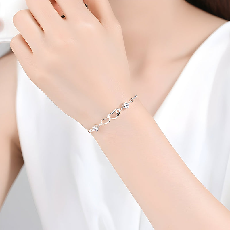 Pulsera de plata de ley para mujer, corazones irregulares, modelo Laurine