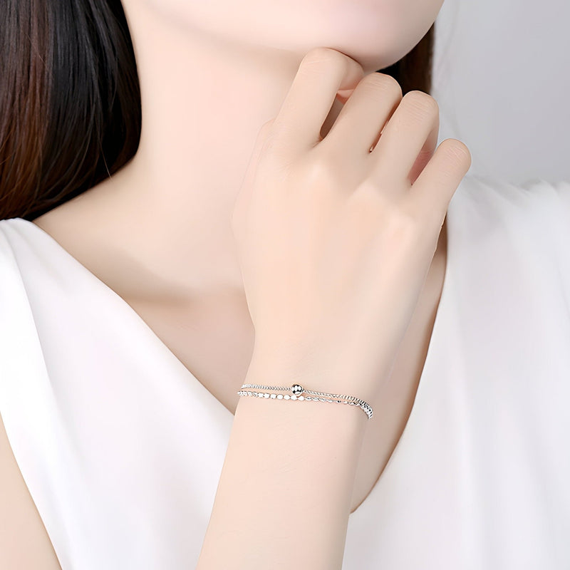 Pulsera de plata de ley para mujer, doble cadena, modelo Nelly