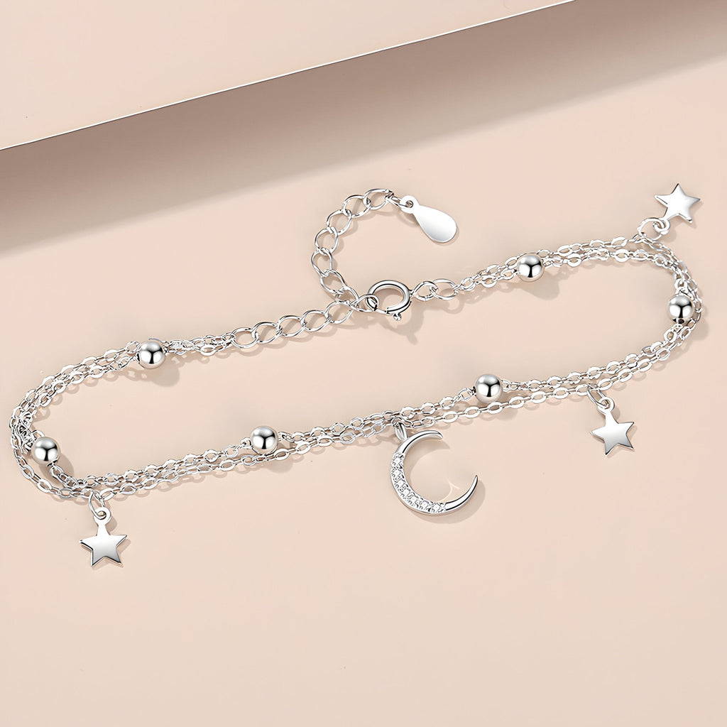 Bracelet en argent sterling pour femme, lune scintillante, modèle Déborah - La Boutique du Bracelet