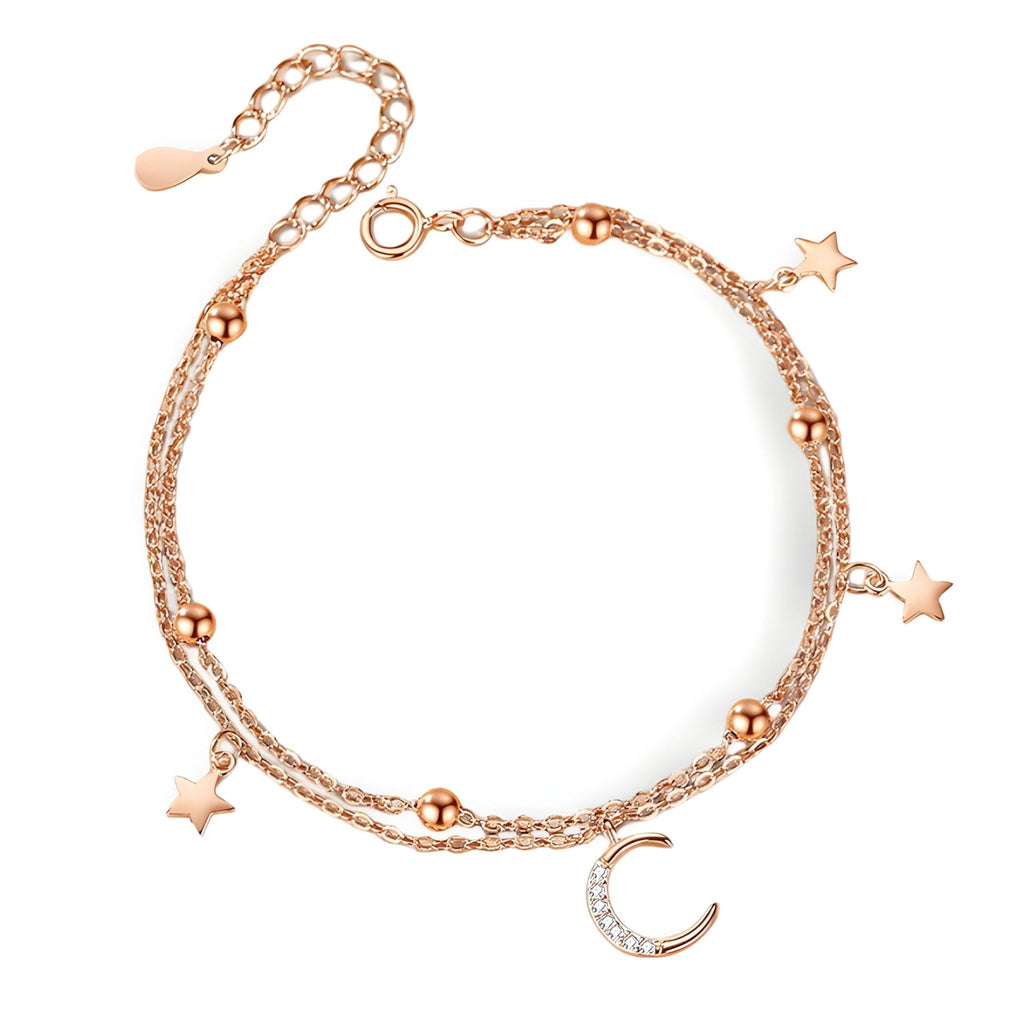 Bracelet en argent sterling pour femme, lune scintillante, modèle Déborah - La Boutique du Bracelet