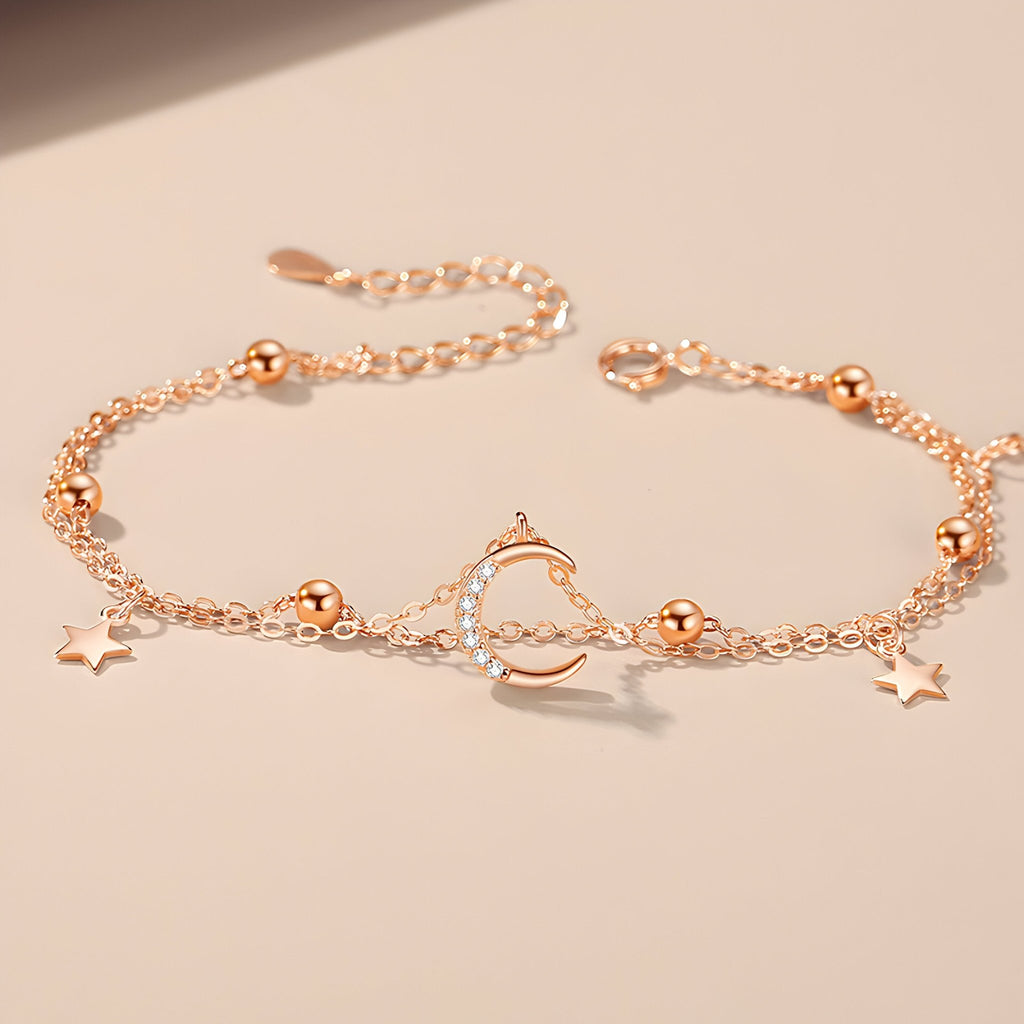 Bracelet en argent sterling pour femme, lune scintillante, modèle Déborah - La Boutique du Bracelet