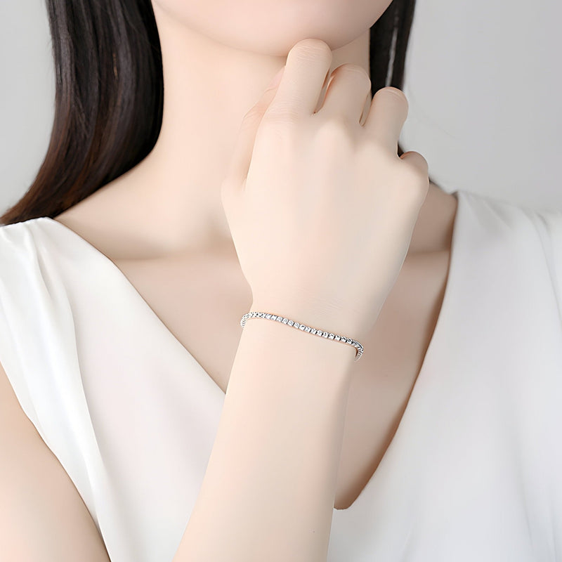 Bracciale in argento sterling da donna, maglia veneziana incastonata, modello Joanna