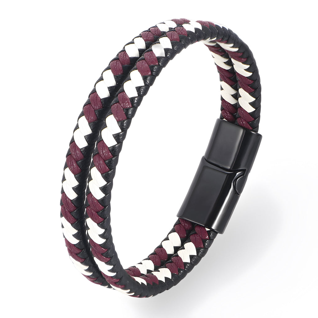 Bracelet en cuir, aspect tressé, modèle Laurent - La Boutique du Bracelet