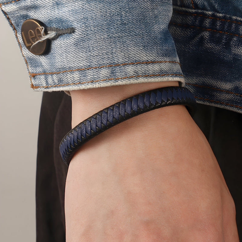 Leren armband, tweekleurig, model Loïc