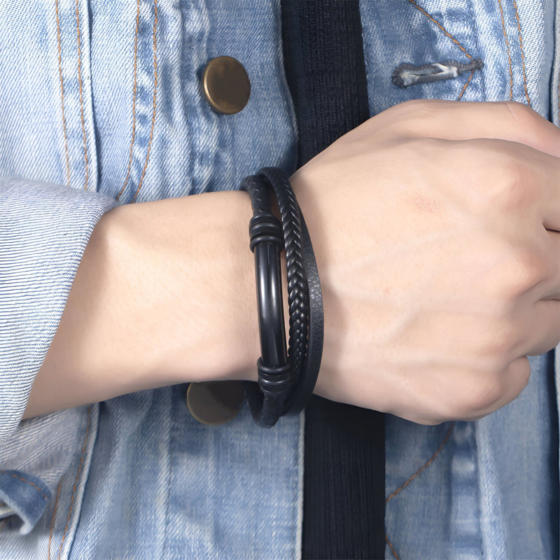 Pulsera de cuero, estilo masculino, modelo Victor