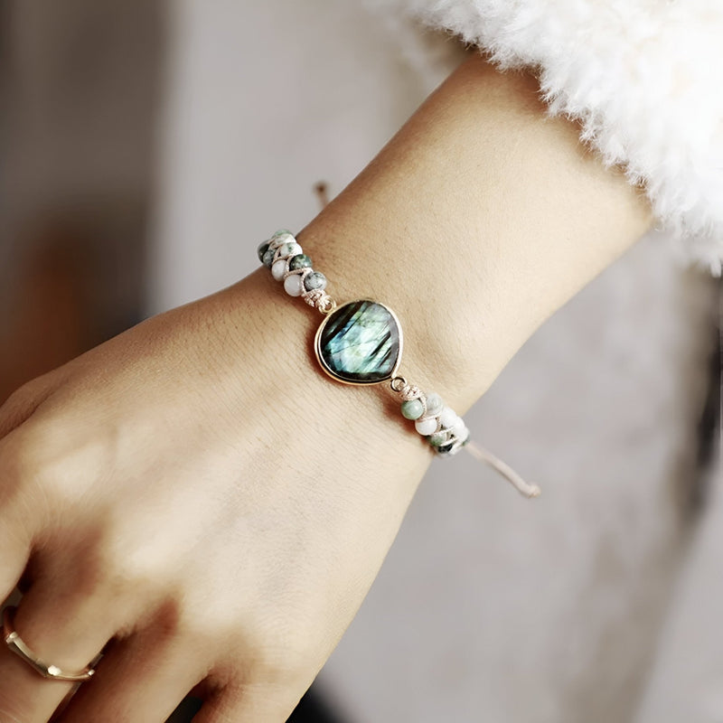Pulsera de labradorita para mujer, con turmalinas, modelo Darcie