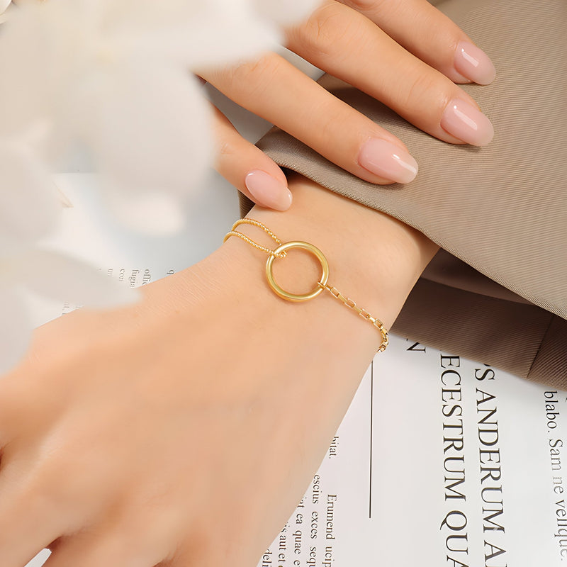 Bracelet en titane plaqué or 18 carats, avec anneau, modèle Anna