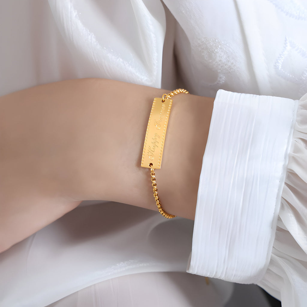 Bracelet en titane plaqué or 18 carats, "Happy Forever", modèle Laura - La Boutique du Bracelet