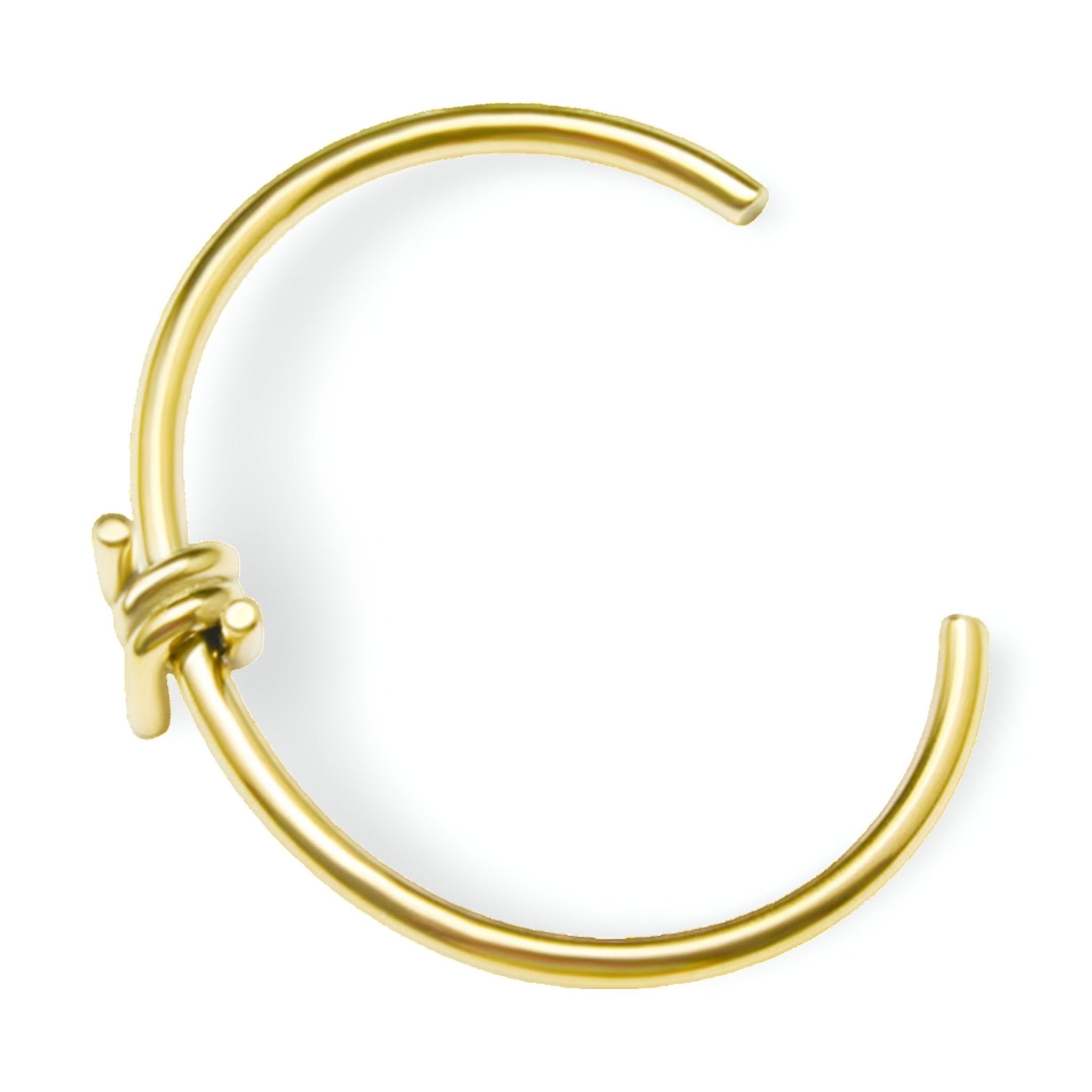 Bracelet jonc ouvert en titane plaqué or 18 carats avec détail noué élégant.