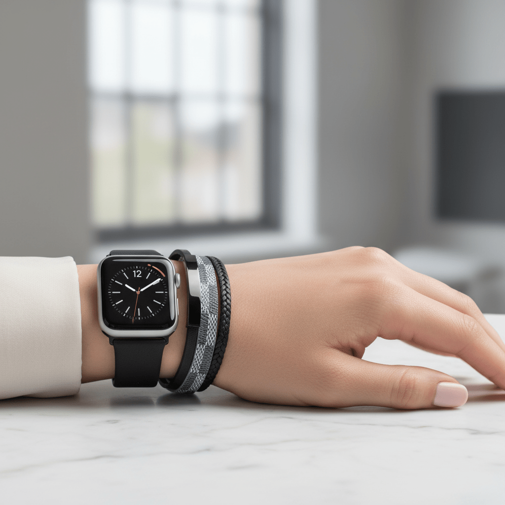 Illustration pour l'article : Bracelets femme multi-rangs pour Apple Watch : la tendance incontournable du printemps 2024