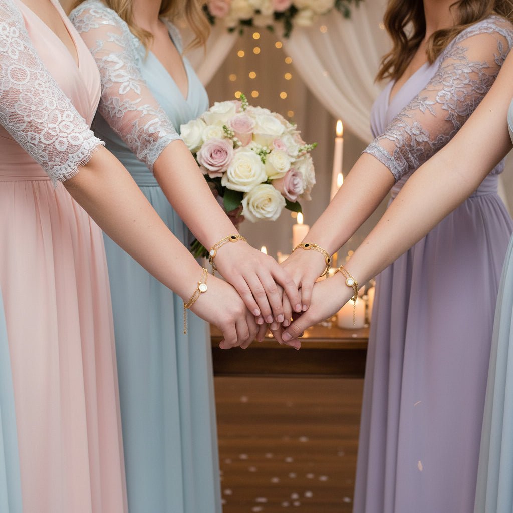 Illustration pour l'article : Bracelets pour demoiselles d'honneur : idées cadeaux et coordinations