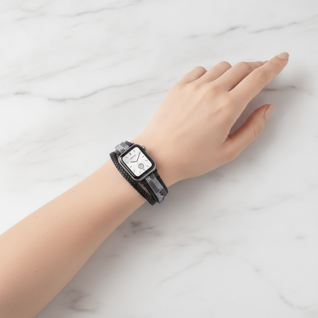 Illustration pour l'article : Tendance printemps 2024 : bracelets Apple Watch multi-rangs pour femme