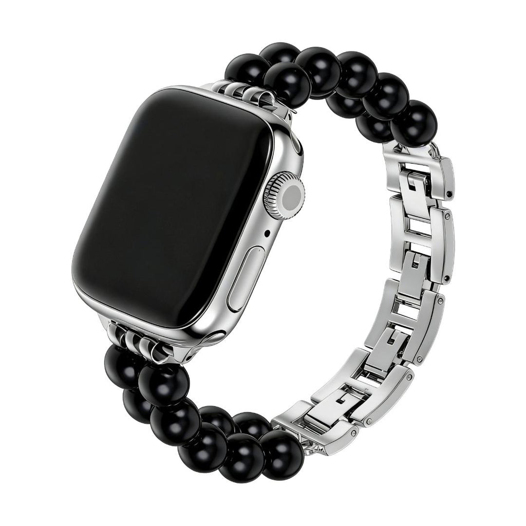 Apple Watch Armband aus Natursteinen, Glieder aus Metalllegierung, Clipverschluss, elegantes Accessoire für Smartwatches, Modell Spedzire