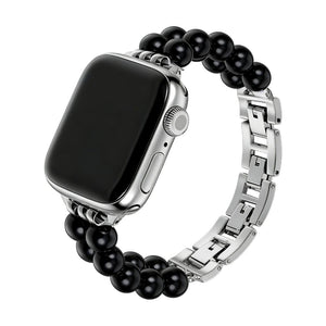 Apple Watch Armband aus Natursteinen, Glieder aus Metalllegierung, Clipverschluss, elegantes Accessoire für Smartwatches, Modell Spedzire