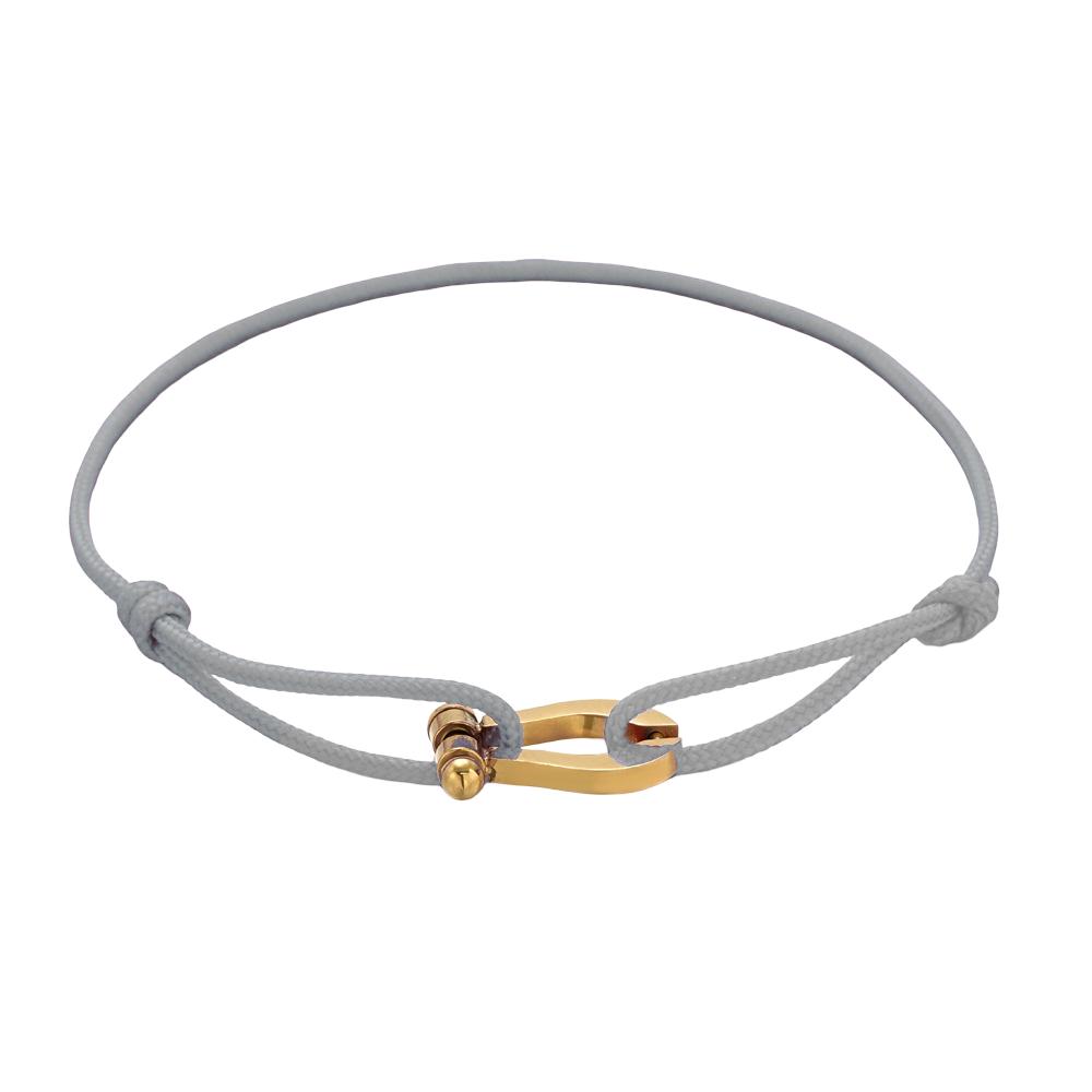 Verstellbares Armband aus Nylonband, Hufeisen-Motiv aus Edelstahl, Modell Ulrich