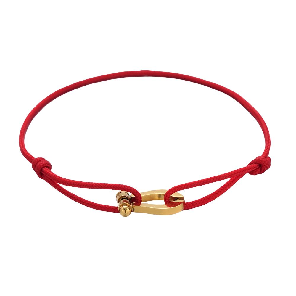 Verstellbares Armband aus Nylonband, Hufeisen-Motiv aus Edelstahl, Modell Ulrich