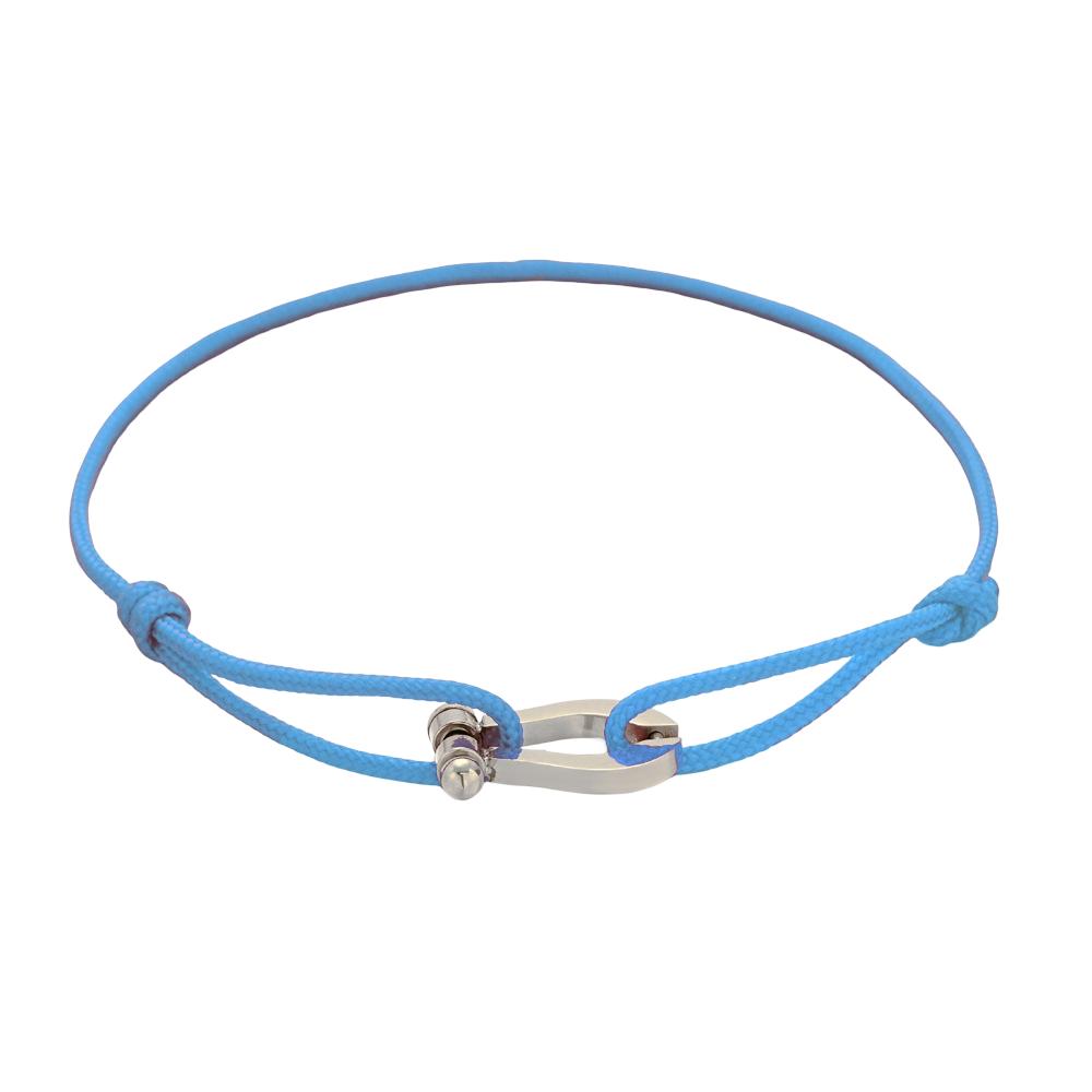 Verstellbares Armband aus Nylonband, Hufeisen-Motiv aus Edelstahl, Modell Ulrich