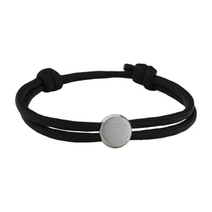 Bracelet Cordon Ajustable, Médaillon Acier Inoxydable, Bijou Personnalisable, Gravure Offerte, Cadeau Unique, modèle Marsin