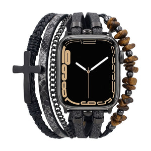 Bracelet Apple Watch multirangs avec croix chrétienne, détails contrastés, chaîne élégante, ajustement rapide, Kléder