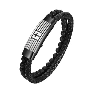 Personalized Braided Character Bracelet, Protective Beads in Lava Stone or Tiger Eye, Durable Stainless Steel, Berto Model