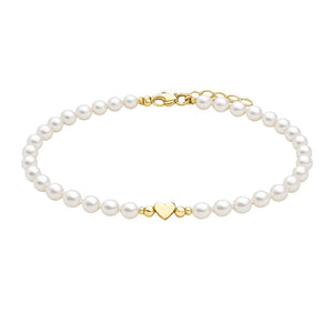 Bracelet cœur personnalisable en acier inoxydable, perles blanches lumineuses, fermoir ajustable, modèle Fadia