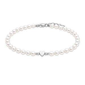 Bracelet cœur personnalisable en acier inoxydable, perles blanches lumineuses, fermoir ajustable, modèle Fadia