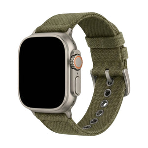 Apple Watch Armband aus dickem, doppellagigem Gewebe, robuster Stil, Stahlschließe, langanhaltender Tragekomfort am Handgelenk, Modell Jeffrey