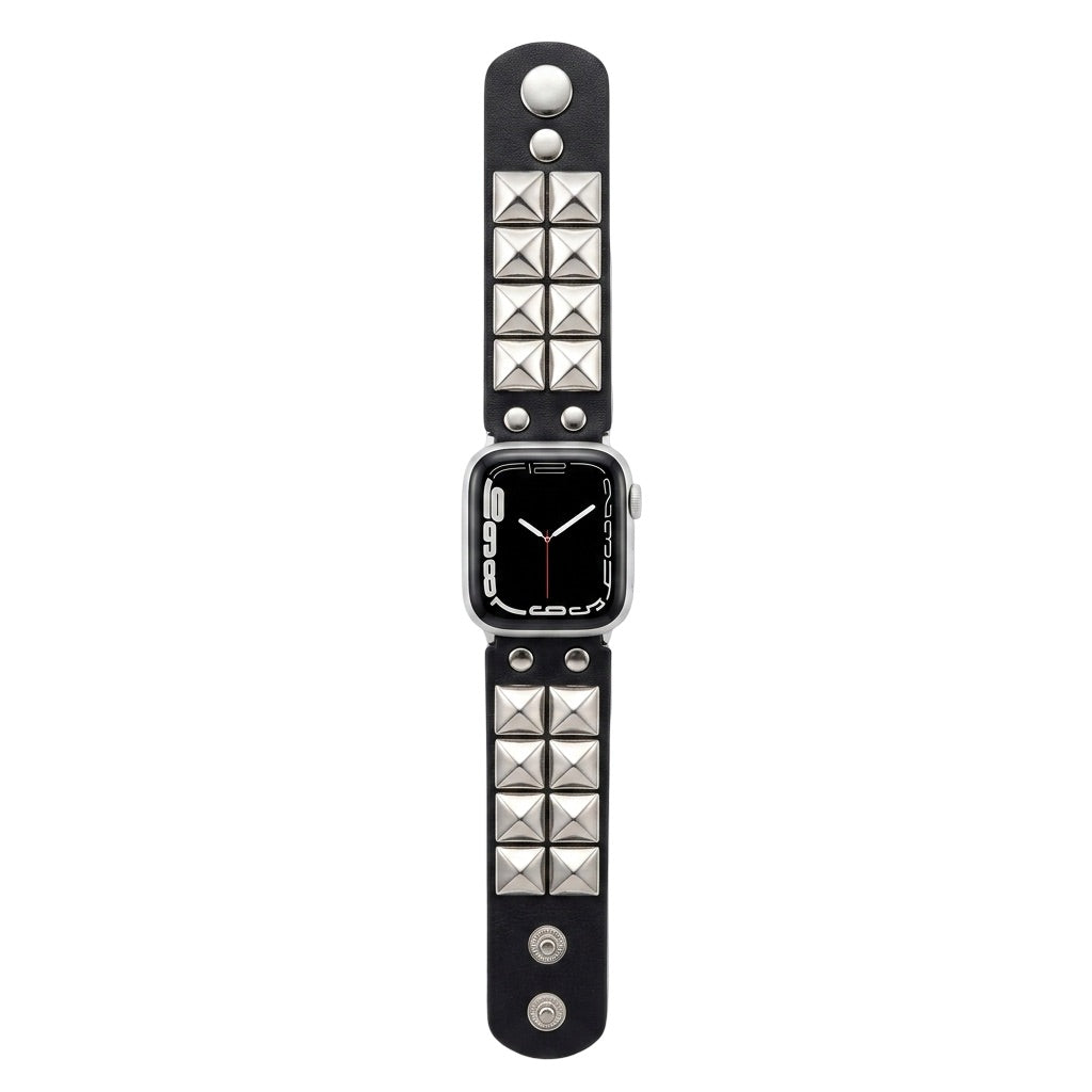 Bracelet à clous pour Apple Watch, design punk, détails métalliques pyramidaux, modèle Kurt