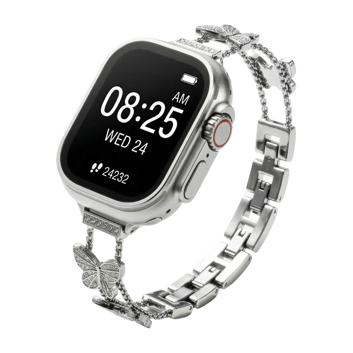 Apple Watch Butterfly Zircon Bracelet, Metal Alloy Watch Band with Sparkling Butterfly, Rinoure Model