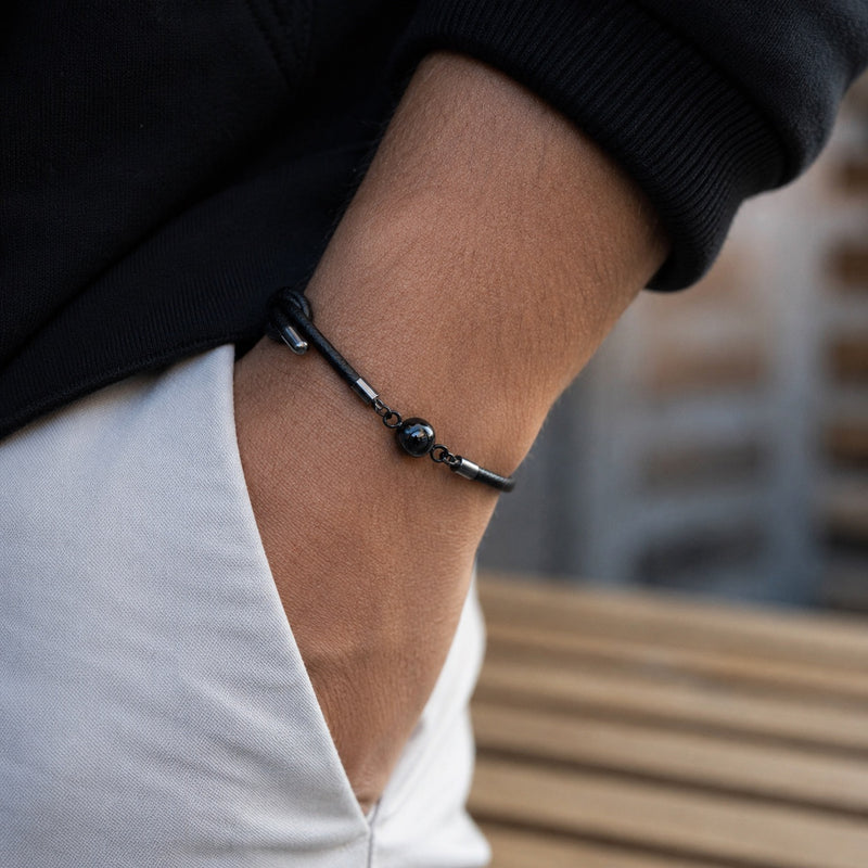 Bracelet photo personnalisé, en cuir et acier inoxydable, modèle Lucho