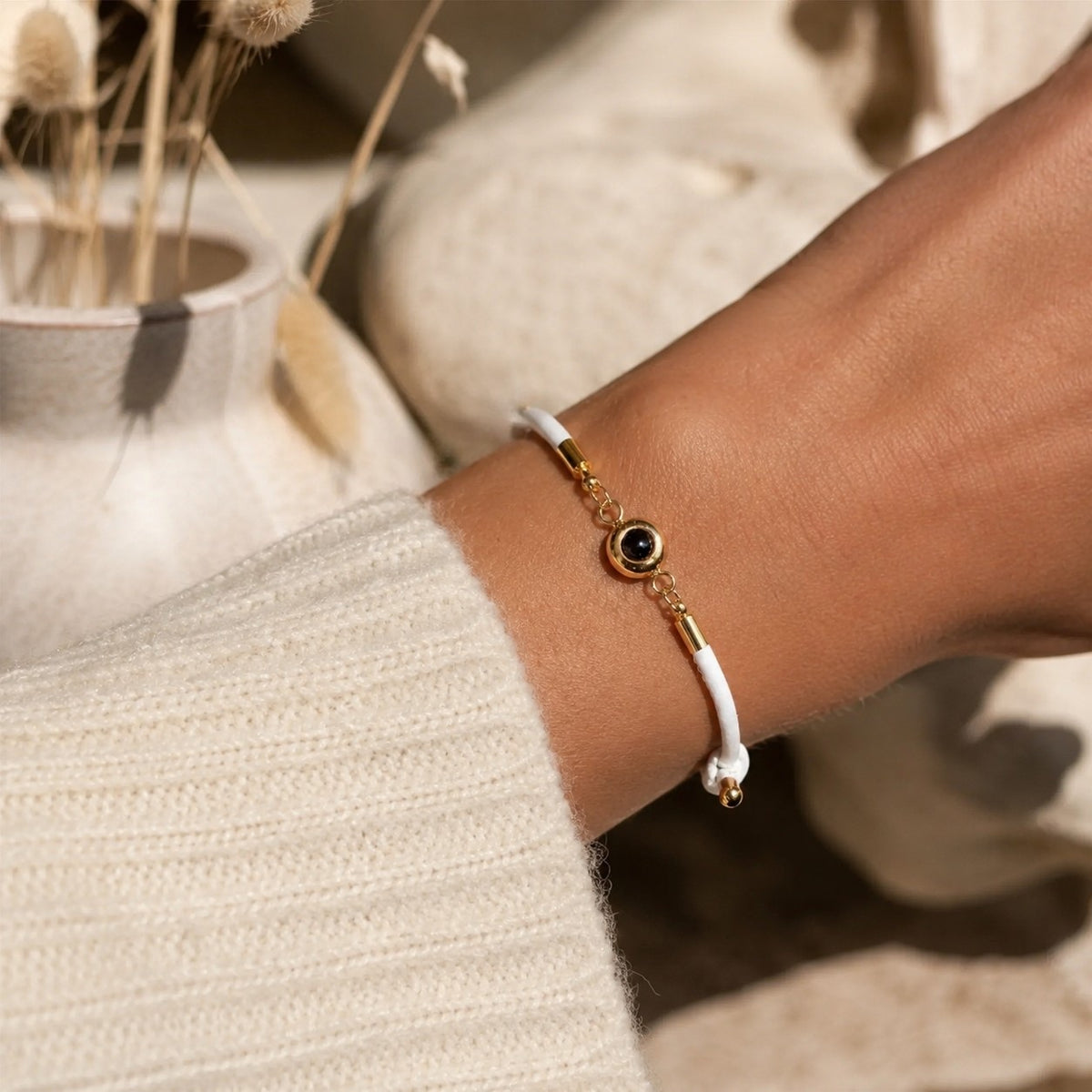 Personalisierbares Fotoband, geflochtenes Band mit Medaillon-Projektor, Modell Lucho