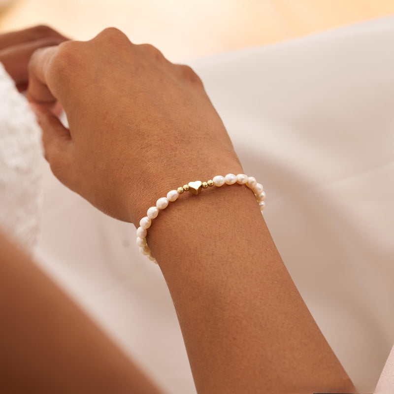 Bracelet cœur personnalisable en acier inoxydable, perles blanches lumineuses, fermoir ajustable, modèle Fadia