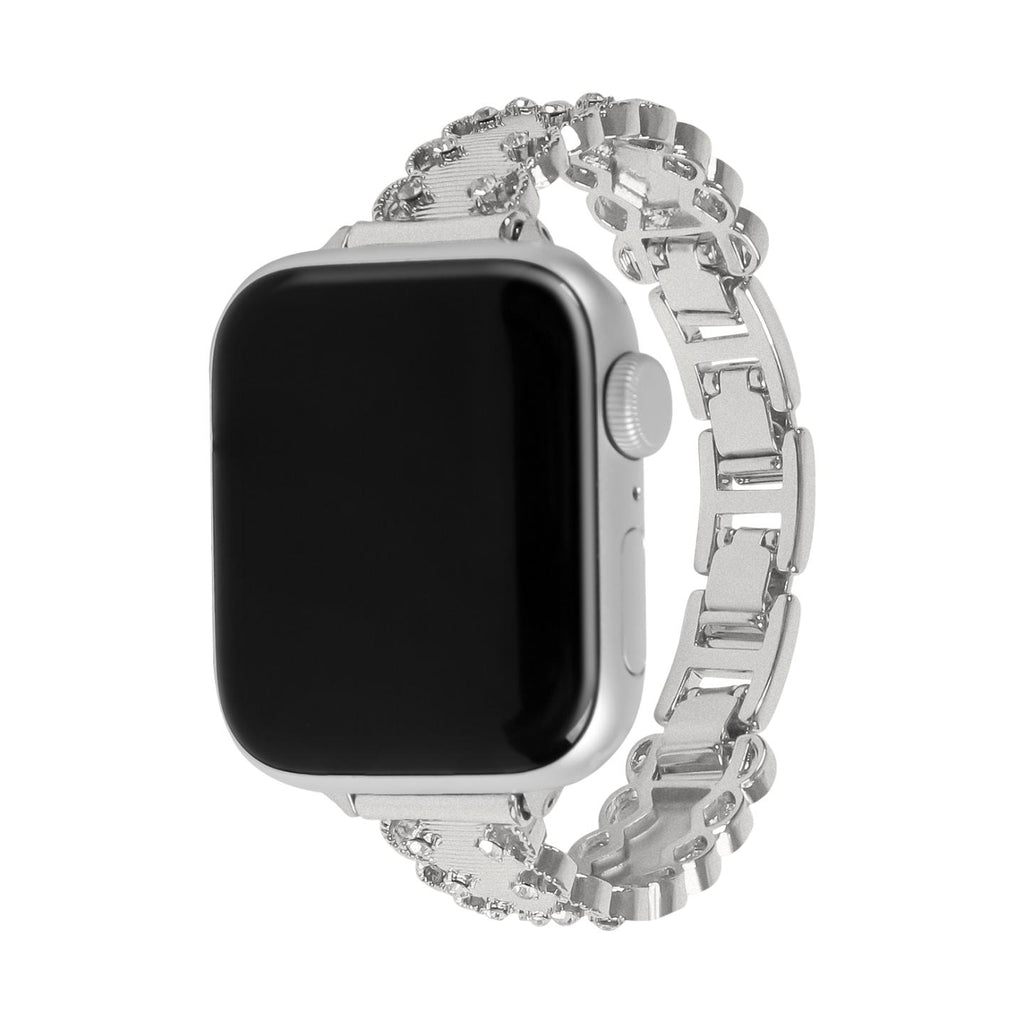 Bracelet Apple Watch à maillons sertis, ajustement facile par clips, accessoire parfait pour briller au quotidien, modèle Kintie
