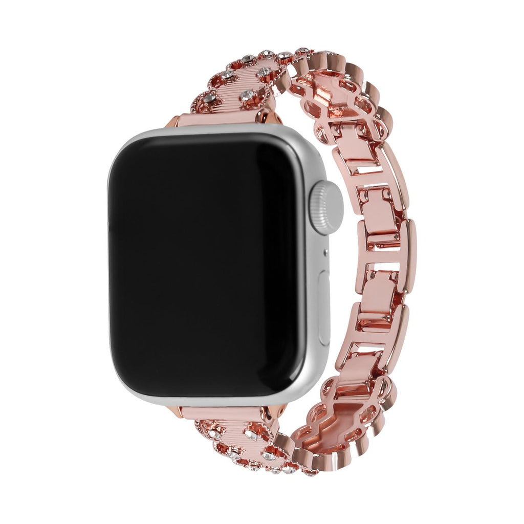 Bracelet Apple Watch à maillons sertis, ajustement facile par clips, accessoire parfait pour briller au quotidien, modèle Kintie