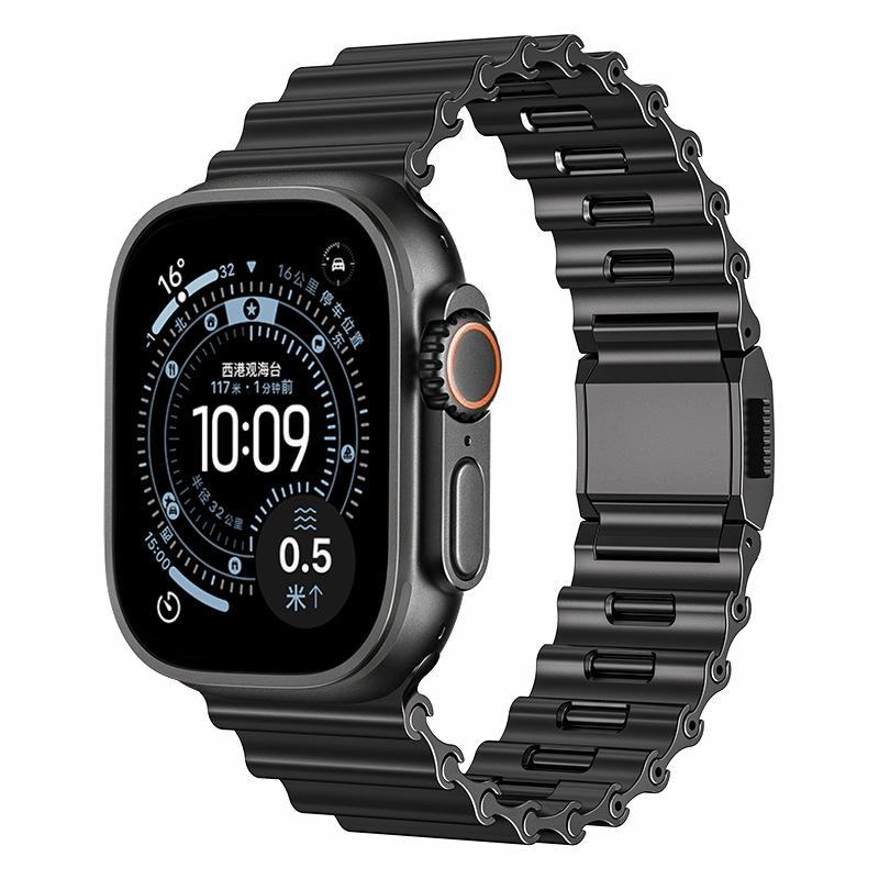 Bracelet Apple Watch en acier inoxydable, fermoir magnétique ajustable, bracelet métallique pour homme, accessoire robuste et élégant, modèle Jisey