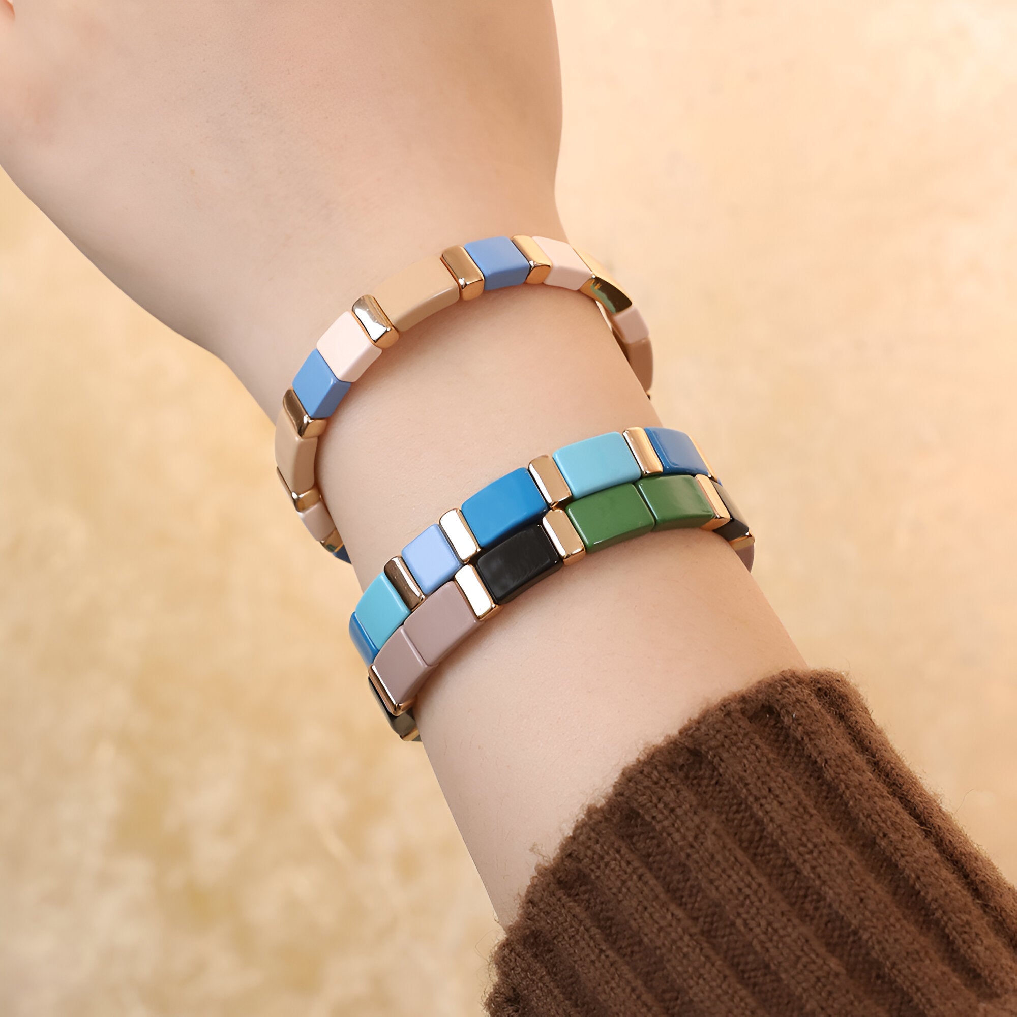 Bracelet en émail, aux couleurs vivifiantes, pour femme, modèle Calypso