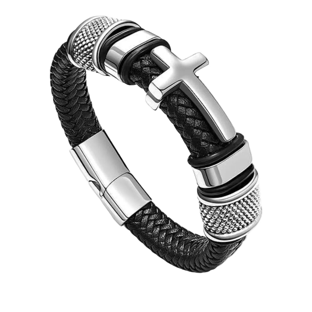 Mehrreihiges geflochtenes Armband mit Tigerauge-Perlen, Magnetverschluss, für Herren, Modell Cébreu
