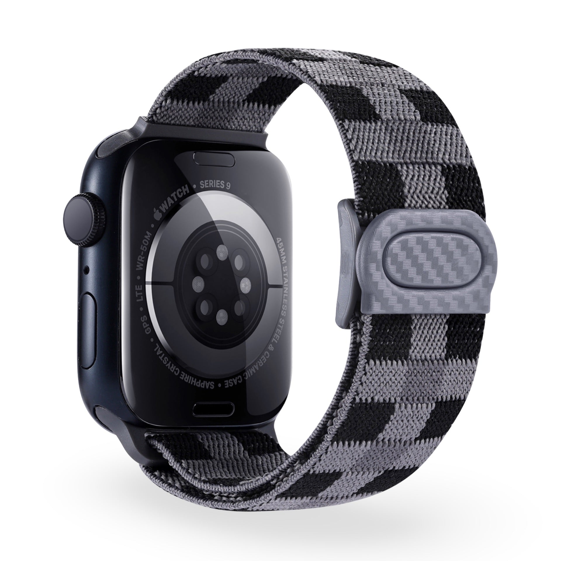 Bracelet de montre connectée, Apple Watch, en nylon à carreaux, mixte, modèle Kyris